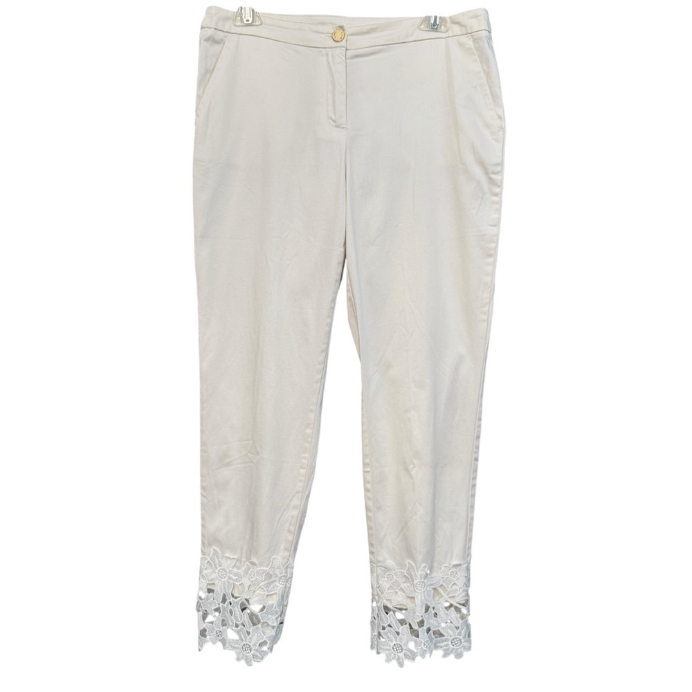 Anne Klein Lace Hem Cropped Pants Size 6